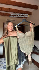 Women's Two-Piece Corset Top and Fitted Maxi Skirt Set