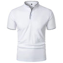 Men's Casual Short Sleeve Polo Shirt with Mandarin Collar Design