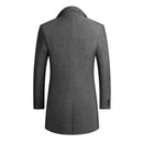 Men's Slim Fit Long Coat with Classic Lapel Design