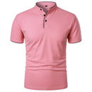 Men's Casual Short Sleeve Polo Shirt with Mandarin Collar Design