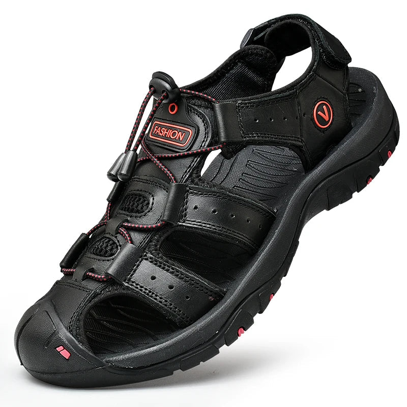 Men's Closed-Toe Outdoor Hiking Sandals with Adjustable Strap