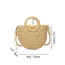 Women's Straw Crossbody Bag with Half-Moon Shape and Top Handles