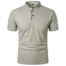 Men's Casual Short Sleeve Polo Shirt with Mandarin Collar Design
