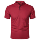 Men's Casual Short Sleeve Polo Shirt with Mandarin Collar Design