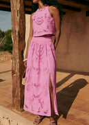 Women's Sleeveless Two-Piece Set with Cut-Out Maxi Skirt