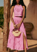 Women's Sleeveless Two-Piece Set with Cut-Out Maxi Skirt