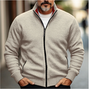 Men's Zip-Up Cardigan with High Collar and Soft Knit Finish