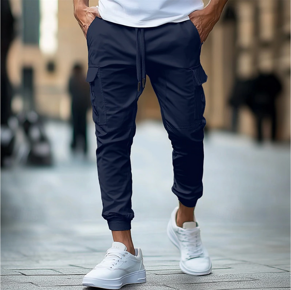 Men's Slim Fit Cargo Jogger Pants with Elastic Waist and Cuffs