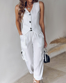 Women's Two-Piece Striped Vest and Pants Set