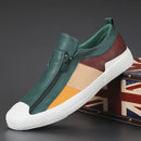 Men's Slip-On Casual Sneakers with Side Zipper and Contrast Panels