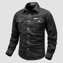 Men's Long-Sleeve Button-Front Shirt with Classic Collar Style