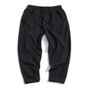 Men's Relaxed Fit Cropped Pants with Elastic Waist and Side Pockets