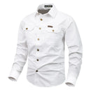 Men's Long-Sleeve Button-Front Shirt with Classic Collar Style