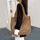 Women's Crochet Tote Bag with Hollow Knit and Large Capacity