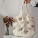 Women's Crochet Tote Bag with Hollow Knit and Large Capacity
