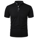 Men's Casual Short Sleeve Polo Shirt with Mandarin Collar Design