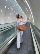 Women's Vintage-Inspired Tote Bag with Sturdy Top Handles