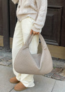 Women's Large Woven Shoulder Bag with Soft Slouchy Design