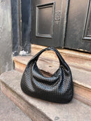 Women's Large Woven Shoulder Bag with Soft Slouchy Design