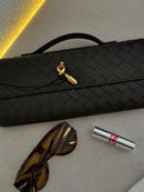 Women's Woven Shoulder Handbag with Top Handle and Flap Closure