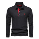 Men’s Long Sleeve Polo Jumper with Button Placket and Collar