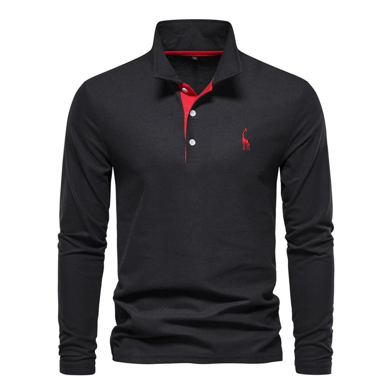 Men’s Long Sleeve Polo Jumper with Button Placket and Collar