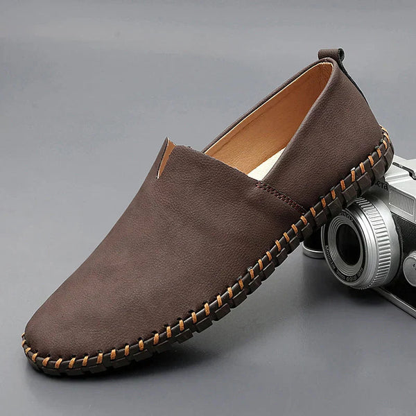 Men's Slip-On Casual Shoes with Stitch Detailing and Flexible Sole