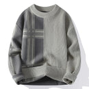 Men’s Modern Patchwork Crew Neck Jumper with Minimalist Design