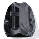 Men’s Modern Patchwork Crew Neck Jumper with Minimalist Design