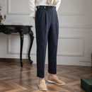 Men's High Waisted Work Trousers Pleated Ankle Length Classic Fit