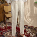 Men's High Waisted Work Trousers Pleated Ankle Length Classic Fit