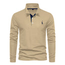 Men’s Long Sleeve Polo Jumper with Button Placket and Collar