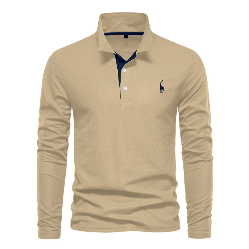 Men’s Long Sleeve Polo Jumper with Button Placket and Collar