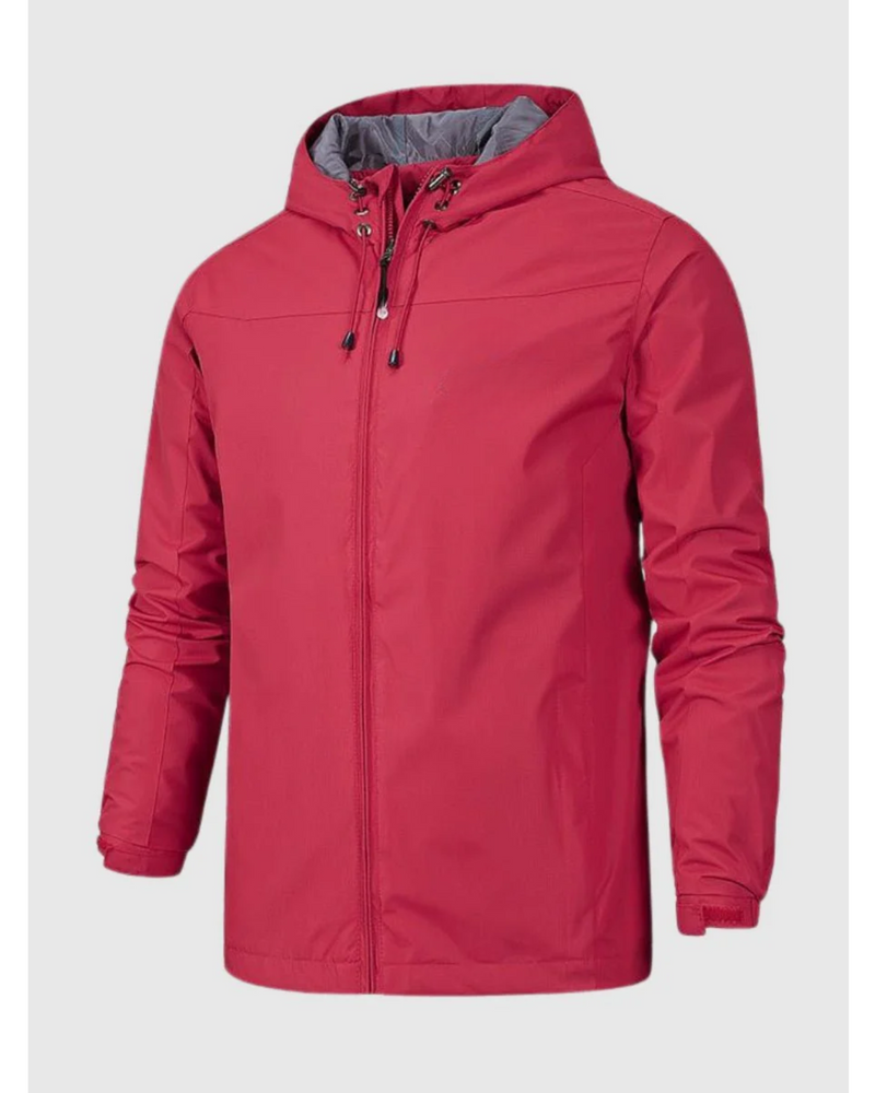 Men's Waterproof Rain Jacket with Hood and Lightweight Zip Design