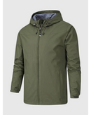 Men's Waterproof Rain Jacket with Hood and Lightweight Zip Design
