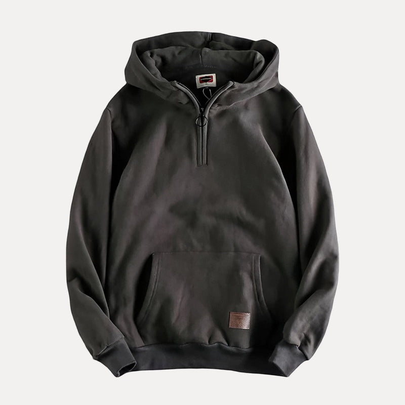 Men's Half-Zip Kangaroo Pocket Hoodie with Minimalist Design