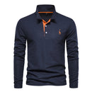 Men’s Long Sleeve Polo Jumper with Button Placket and Collar
