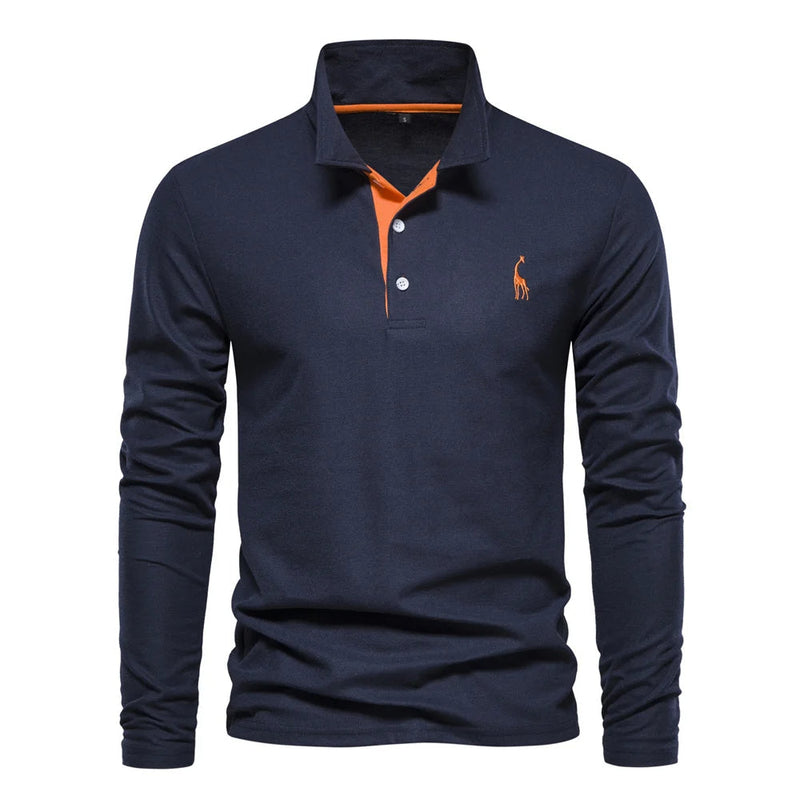 Men’s Long Sleeve Polo Jumper with Button Placket and Collar