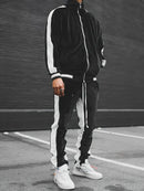 Men's Velvet Tracksuit 2-Piece Set with Zipper and Drawstring