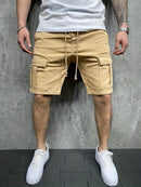 Men's Slim Cargo Shorts with Drawstring Waist and Utility Pockets