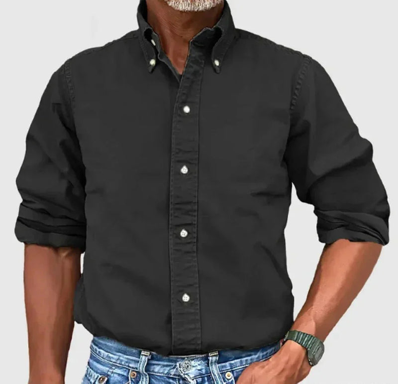 Men's Classic Long Sleeve Button Down Shirt with Smart Collar