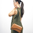 Women's Curved Flap Shoulder Bag with Adjustable Strap and Closure