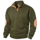 Men’s Button Neck Jumper with Stand Collar and Elbow Patches