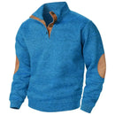 Men’s Button Neck Jumper with Stand Collar and Elbow Patches