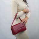 Women's Curved Flap Shoulder Bag with Adjustable Strap and Closure