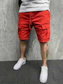 Men's Slim Cargo Shorts with Drawstring Waist and Utility Pockets