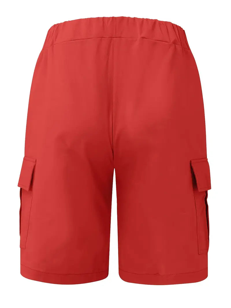 Men's Slim Cargo Shorts with Drawstring Waist and Utility Pockets