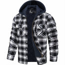 Men's Plaid Hooded Bomber Jacket with Quilted Lining