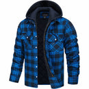 Men's Plaid Hooded Bomber Jacket with Quilted Lining