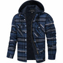 Men's Plaid Hooded Bomber Jacket with Quilted Lining